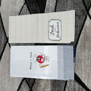 EMBROIDERED M&M MAKING IT SWEET & FRESH & DELICIOUS KITCHEN TOWELS SET-OF-2